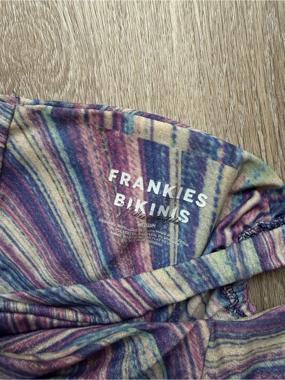 Frankie's Bikinis Purple Shimmery Stripe One Piece Swimsuit (One-Shoulder)